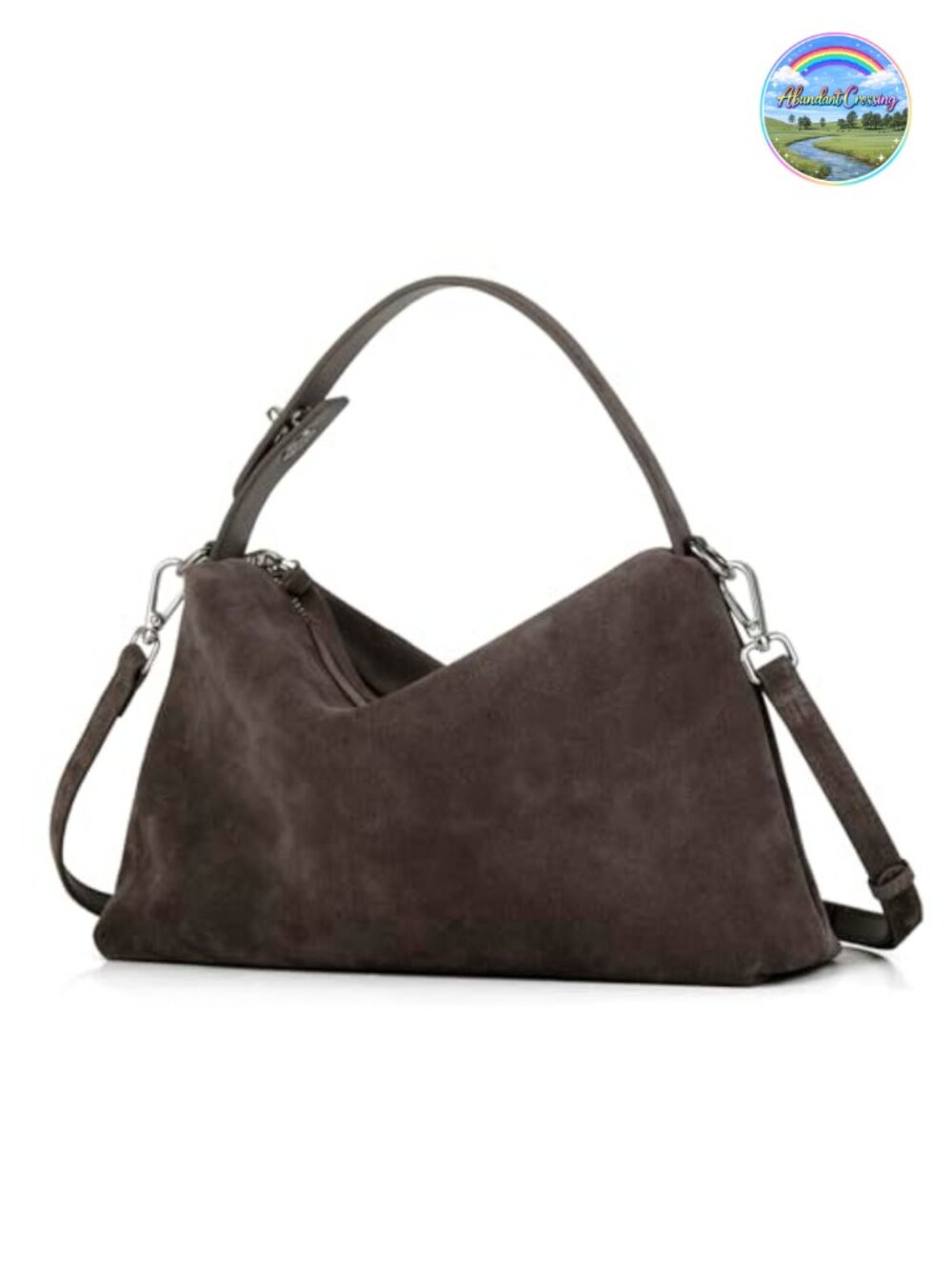 Premium Suede Leather Crossbody Bag Women Shoulder Tote Handbag Adjustable Strap